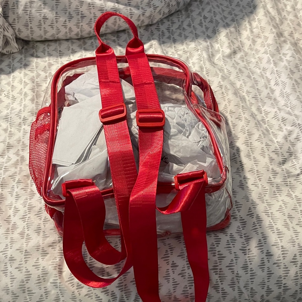 Transparent Red Backpack - Picture 2 of 5